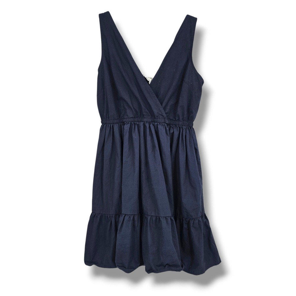 Sleeveless Navy V-Neck Tiered Mini Dress